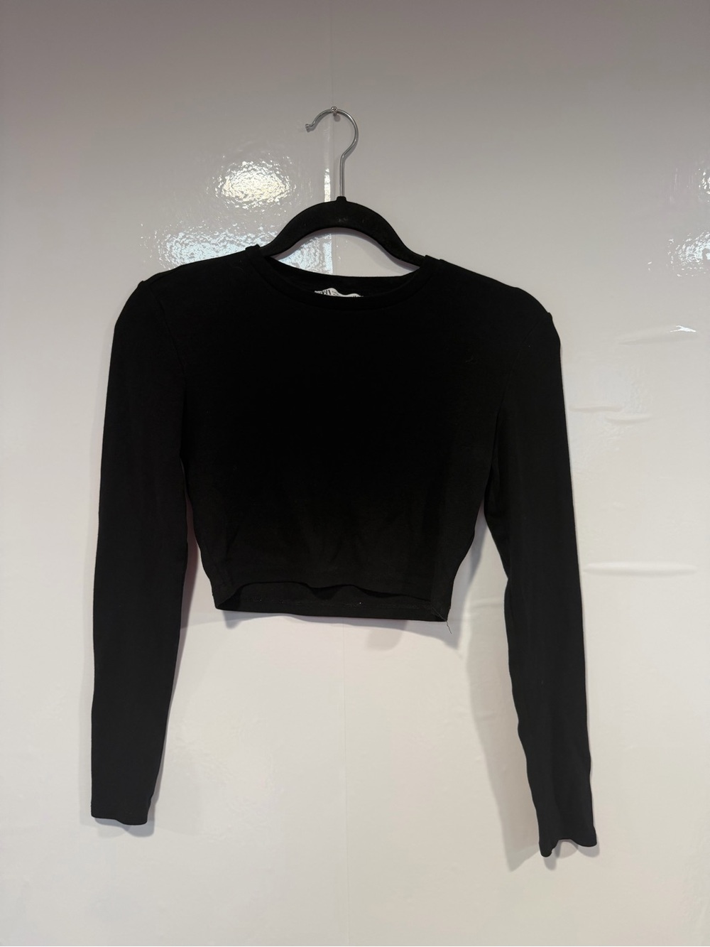 Zara Long Sleeve Cropped Top - Black